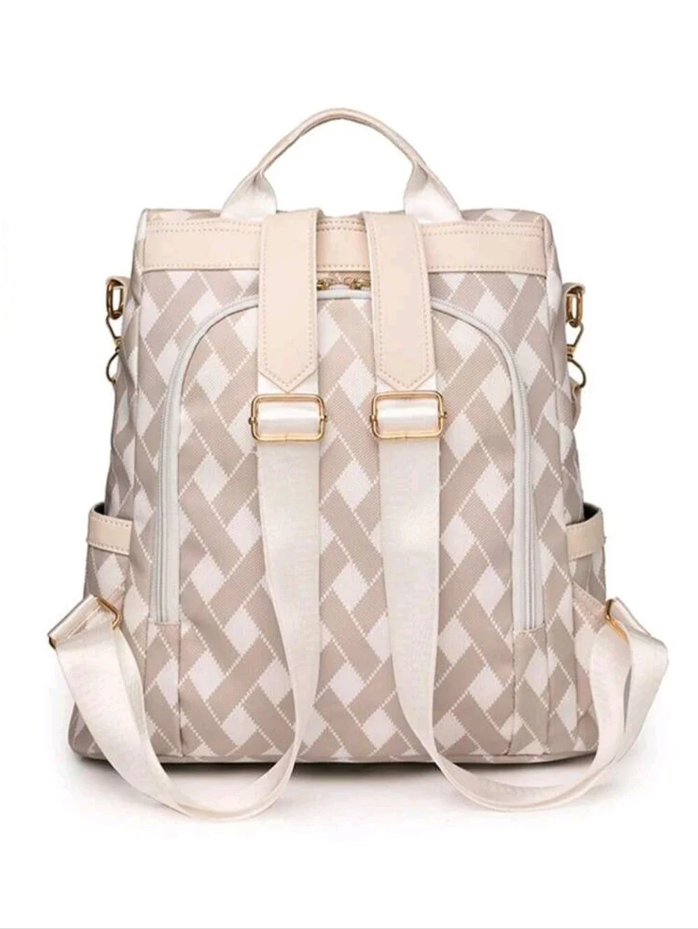 Beige- Lightweight, Portable Fashioable Ladies Travel Backpack With Anti-theft